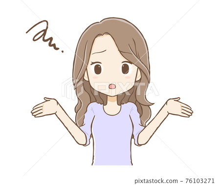 Long-haired woman with a stunned expression Upper body Long-haired woman with a stunned expression Upper body 76103271