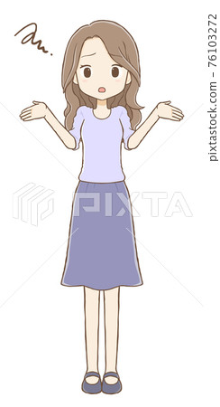 Long-haired woman with a stunned look Long-haired woman with a stunned look 76103272