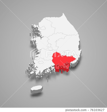 South Gyeongsang region location within South Korea 3d isometric 76103627