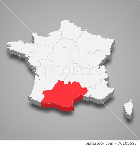 Map Of Occitanie France Occitanie Region Location Within France 3D... - Stock Illustration  [76103655] - Pixta