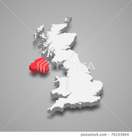 Northern Ireland region location within United Kingdom 3d isomet 76103664