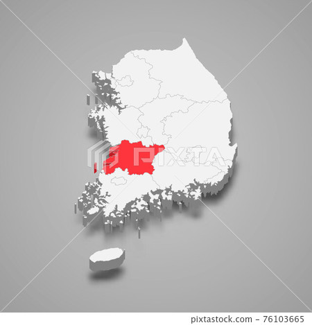 North Jeolla region location within South Korea 3d isometric map North Jeolla region location within South Korea 3d isometric map 76103665