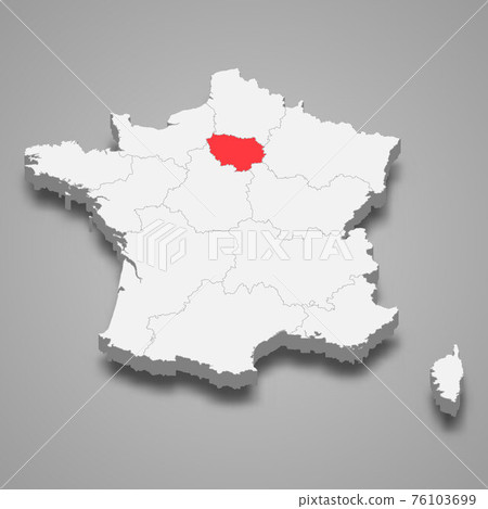 Ile De France Region Map Ile-De-France Region Location Within France 3D... - Stock Illustration  [76103699] - Pixta