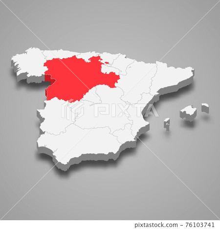 Castile and Leon region location within Spain 3d map Castile and Leon region location within Spain 3d map 76103741