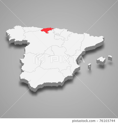 Cantabria region location within Spain 3d map Cantabria region location within Spain 3d map 76103744