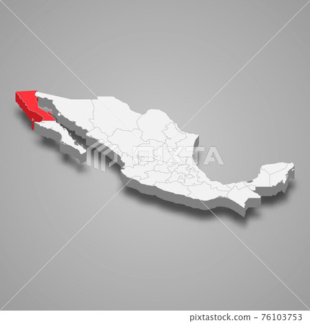 Baja California region location within Mexico 3d map Baja California region location within Mexico 3d map 76103753