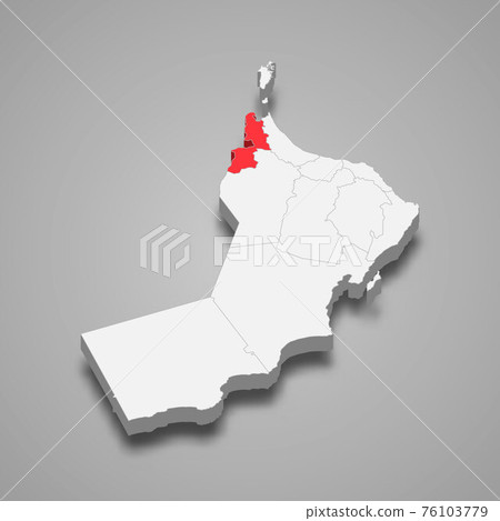 Al Buraymi region location within Oman 3d map Al Buraymi region location within Oman 3d map 76103779