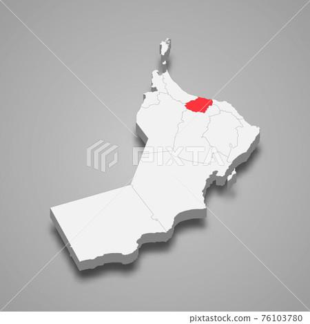 Al Batinah South region location within Oman 3d map Al Batinah South region location within Oman 3d map 76103780