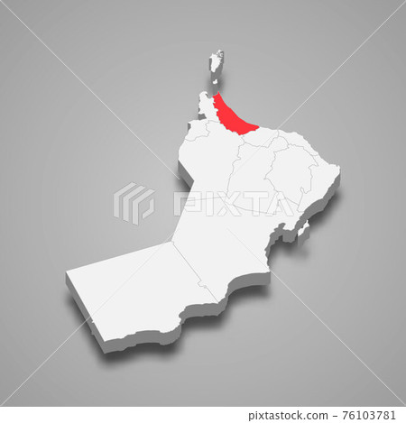 Al Batinah North region location within Oman 3d map Al Batinah North region location within Oman 3d map 76103781