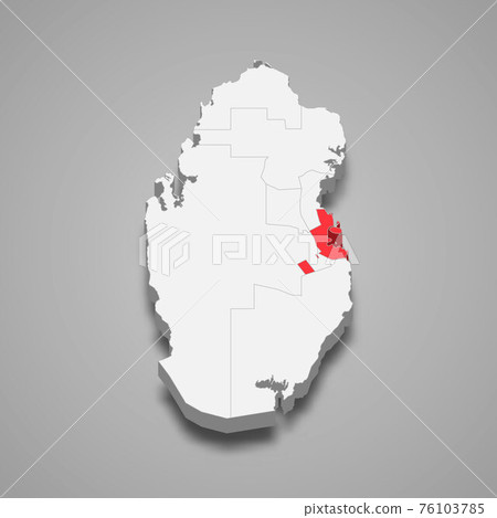 Ad-Dawhah region location within Qatar 3d map 76103785