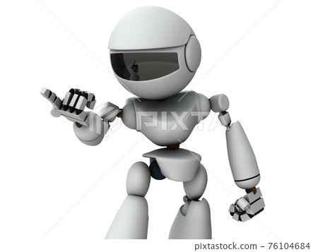 詢問對方的人工智能機器人。白色背景。 3D 渲染。 76104684