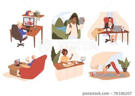 People using gadgets for communication and fun 76106207