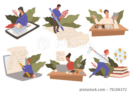 Copywriting and composing letters or texts vector Copywriting and composing letters or texts vector 76106372