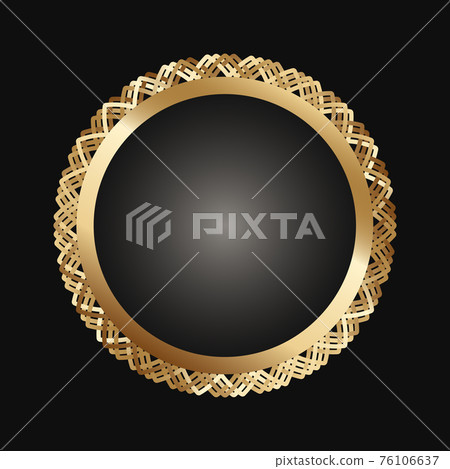 Golden round frame with floral ornament on black background. Art deco. Luxury gold mandala, hand draw design. Arabic, Islamic, moroccan, asian, indian native motif. Abstract vector illustration. Golden round frame with floral ornament on black background. Art deco. Luxury gold mandala, hand draw design. Arabic, Islamic, moroccan, asian, indian native motif. Abstract vector illustration. 76106637
