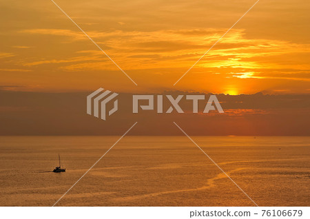 sailing boat silhouette at sunset, Andaman sea phuket Thailand sailing boat silhouette at sunset, Andaman sea phuket Thailand 76106679