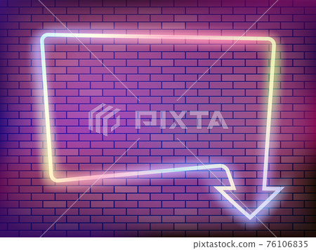 Neon frame with arrow on a brick wall. 76106835