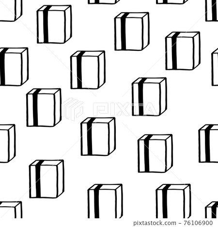 Holiday seamless pattern with present on white background. Vector illustration for Birthday, Merry Christmas, New year. Template design for invitation, poster, card, fabric, textile. Doodle style 76106900