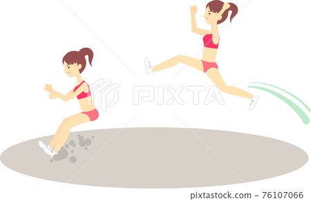 Female athlete with long jump (black / African) 76107066