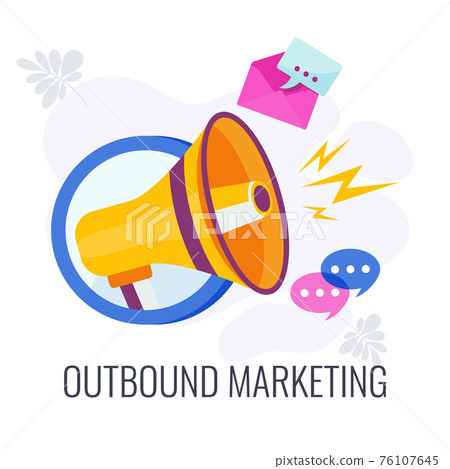 Outbound Marketing icon. Traditional offline marketing. TV, radio and print ads. 76107645