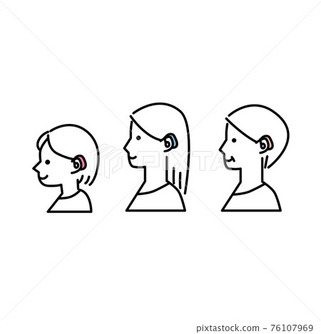 Illustration material of a person wearing a hearing aid 76107969