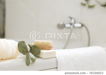 Washbasin in bathroom, bath accessories. Household, hotel cleaning concept 76108852