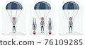 Businessman with parachute. Vector flat illustration 76109285