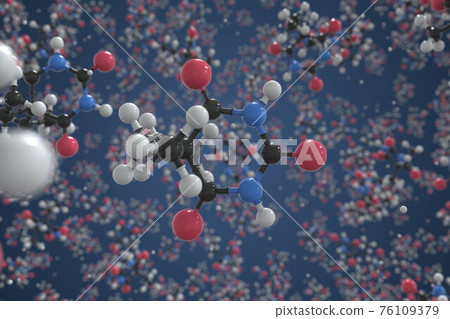 Barbital molecule, ball-and-stick molecular conceptual model. Scientific 3d rendering Barbital molecule, ball-and-stick molecular conceptual model. Scientific 3d rendering 76109379