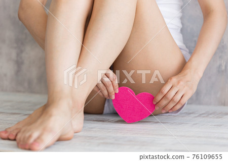 Woman with heart on crotch 76109655