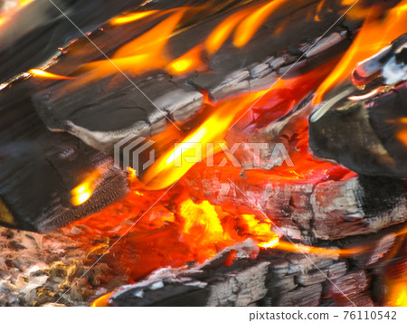 Flame in fireplace, Mari El, Russia 76110542