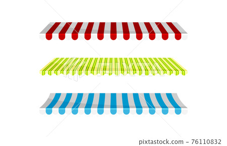 Striped Awning or Overhang as Secondary Covering of Fabric Vector Set Striped Awning or Overhang as Secondary Covering of Fabric Vector Set 76110832