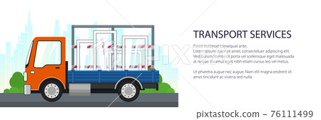 Small truck with windows on the road 76111499
