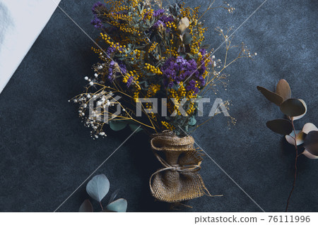 Dried flower swag of mimosa and statice Dried flower swag of mimosa and statice 76111996