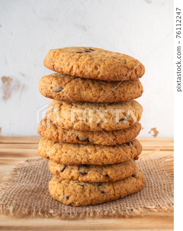Homemade chocolate cookies rustic background 76112247