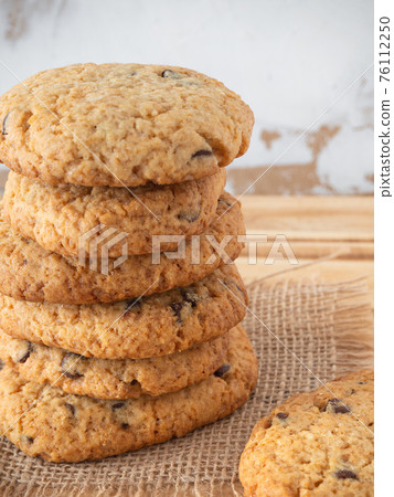 Homemade chocolate cookies rustic background 76112250