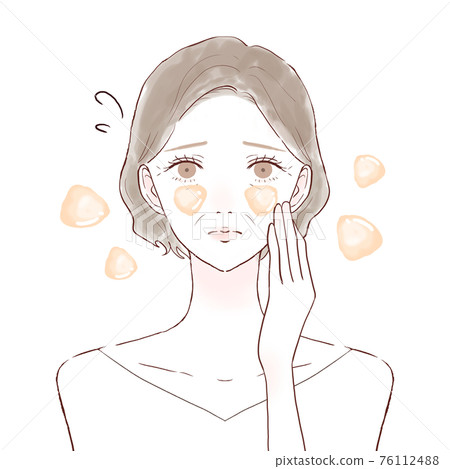 患有油性皮膚的中年婦女 患有油性皮膚的中年婦女 76112488