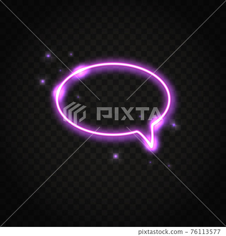Neon pink oval speech bubble with space for text 76113577
