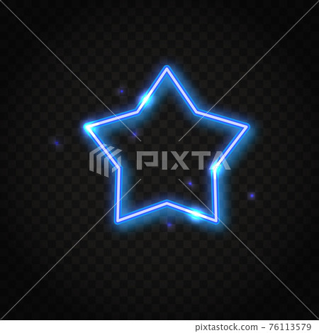 Neon blue star frame with space for text 76113579