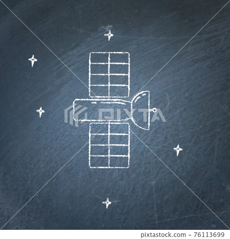 Space satellite icon on chalkboard 76113699