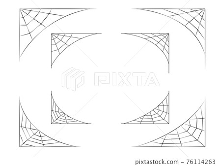 Set of spider web corner on white, vector art 76114263