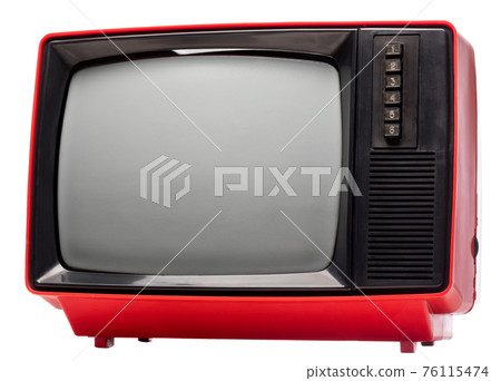 Retro old portable TV set isolated on white 76115474