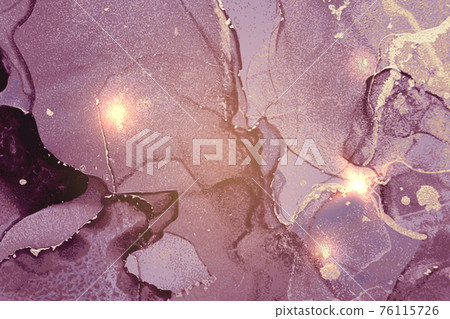 Violet and gold abstract marble background with sparkles Violet and gold abstract marble background with sparkles 76115726