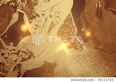 Fortuna gold and brown abstract alcohol ink marble texture 76115784