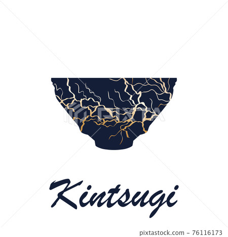 Renovated kintsugi japanese vase art color sketch engraving illustration. Kintsugi inscription Renovated kintsugi japanese vase art color sketch engraving illustration. Kintsugi inscription 76116173