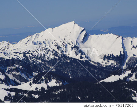 Beautiful shaped mountain Grosser Speer in Winter. Beautiful shaped mountain Grosser Speer in Winter. 76117205