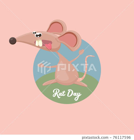 World Rat Day banner with Vector cartoon funny mouse animal isolated on pink background. Little cute smiling mice character World Rat Day banner with Vector cartoon funny mouse animal isolated on pink background. Little cute smiling mice character 76117596