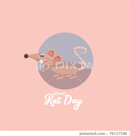 World Rat Day banner with Vector cartoon funny mouse animal isolated on pink background. Little cute smiling mice character World Rat Day banner with Vector cartoon funny mouse animal isolated on pink background. Little cute smiling mice character 76117598