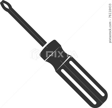 The screwdriver icon. Black silhouette. Vector illustration. The screwdriver icon. Black silhouette. Vector illustration. 76118433