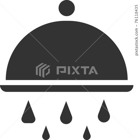 Shower icon with leaking water. Black silhouette. Shower icon with leaking water. Black silhouette. 76118435