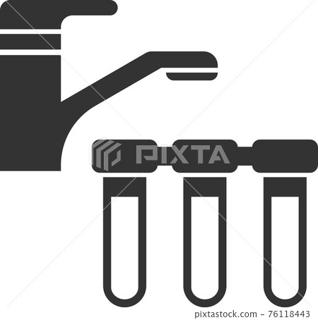 Icon of filters for drinking water purification. Black silhouette. Icon of filters for drinking water purification. Black silhouette. 76118443