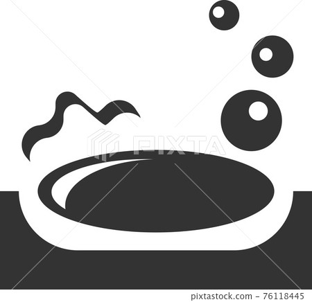 The soap cup icon. Black silhouette. Vector illustration. The soap cup icon. Black silhouette. Vector illustration. 76118445